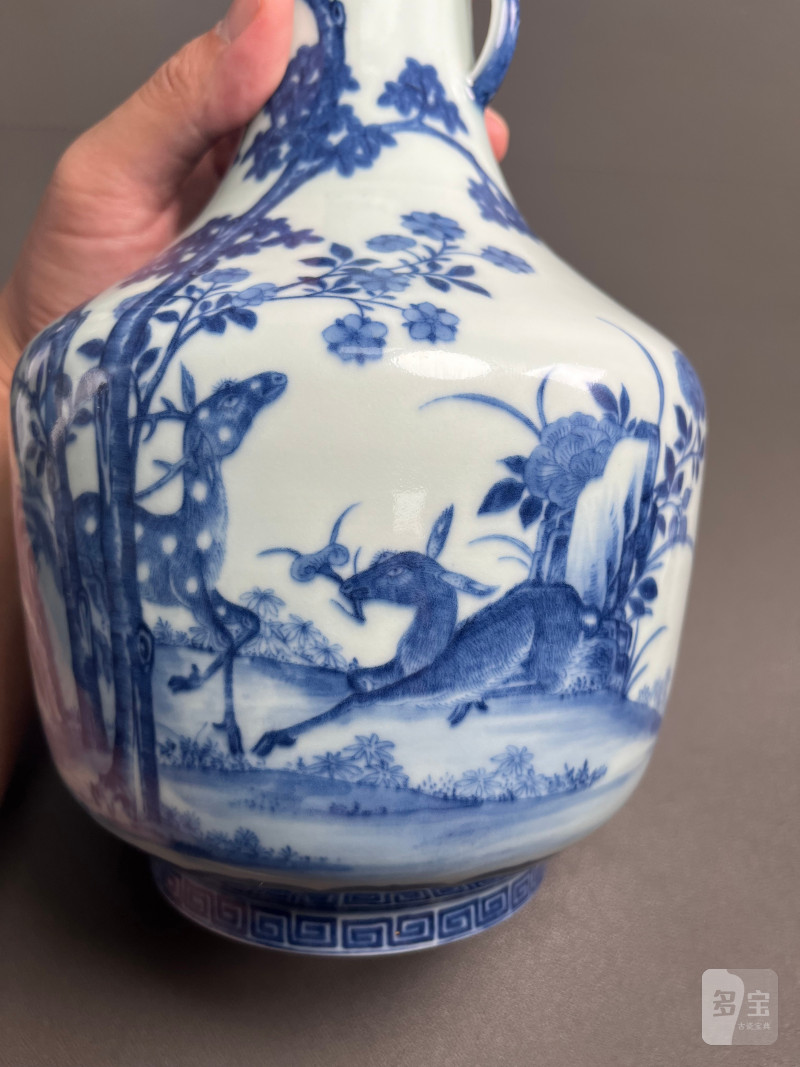 清道光  御制青花六合同春如意耳尊 - 图5